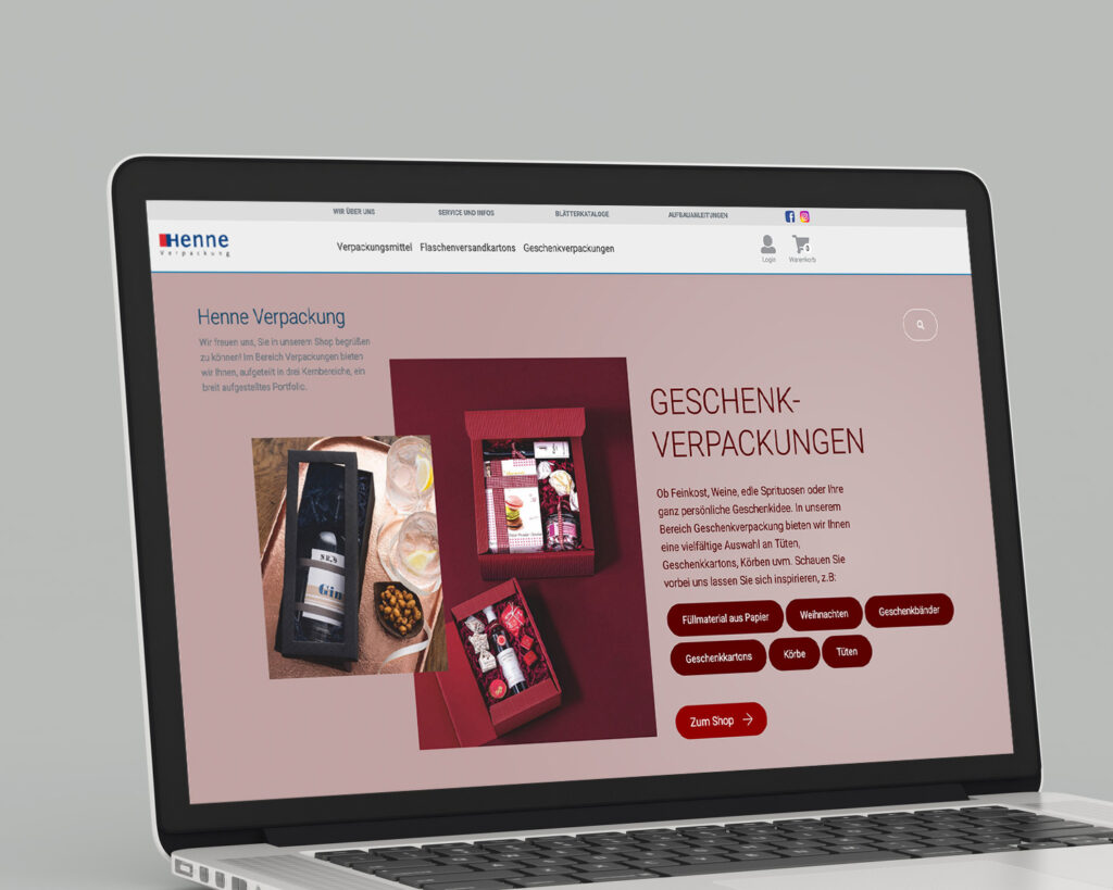 Kundenspezifische Website eines Online-Shops